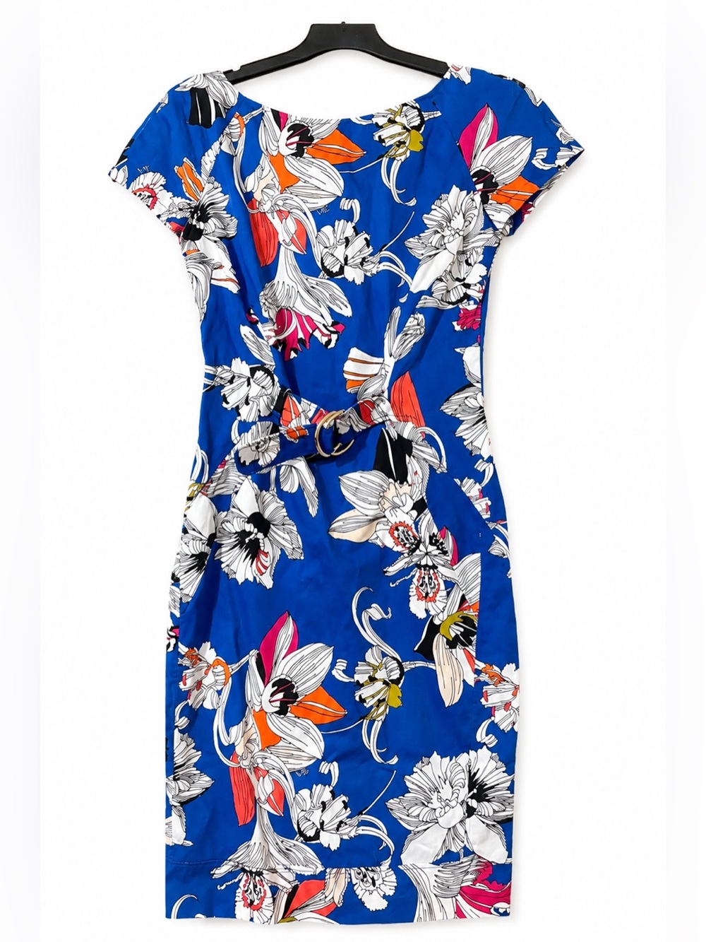 Versace Jeans Couture Blue Floral Belted Sheath Dress Size 40 / 4
